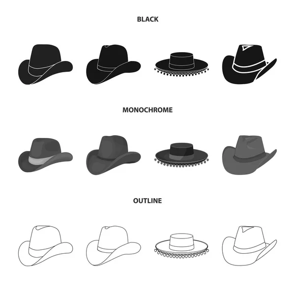 Απομονωμένο αντικείμενο της καπέλο και καπάκι εικονίδιο. Σύνολο εικονογράφηση διάνυσμα απόθεμα καπέλο και το μοντέλο. — Διανυσματικό Αρχείο
