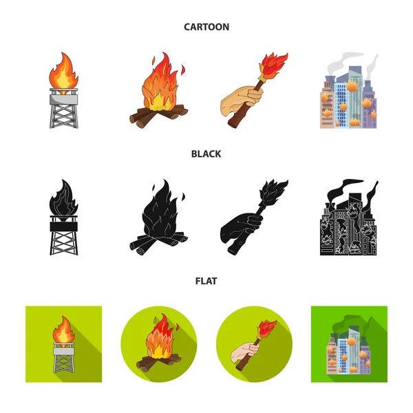 Disegno vettoriale del simbolo del fuoco e della fiamma. Raccolta di fuoco e palla di fuoco stock symbol per il web . — Vettoriale Stock