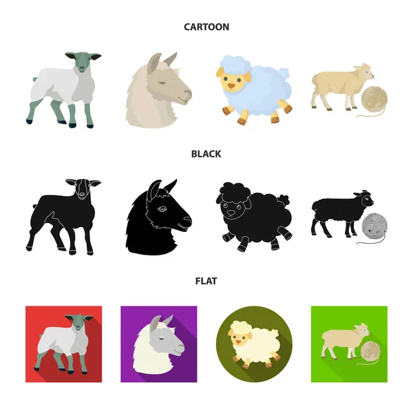 Ilustração vetorial do símbolo de ovelha e cabra. Coleção de ovelhas e feliz símbolo de estoque para web . — Vetor de Stock