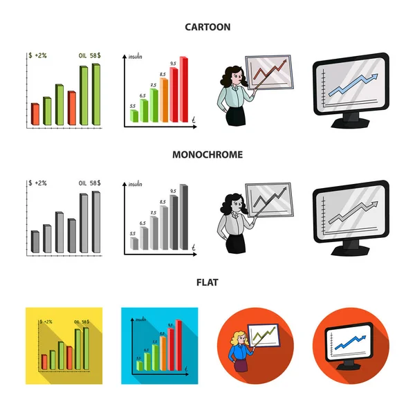 Diseño vectorial de diagrama y logotipo estadístico. Colección de diagrama e icono de vector de negocio para stock . — Vector de stock