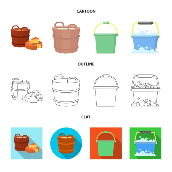水桶和水图标的矢量设计。收集库存的桶和完整的矢量图标. — 图库矢量图片