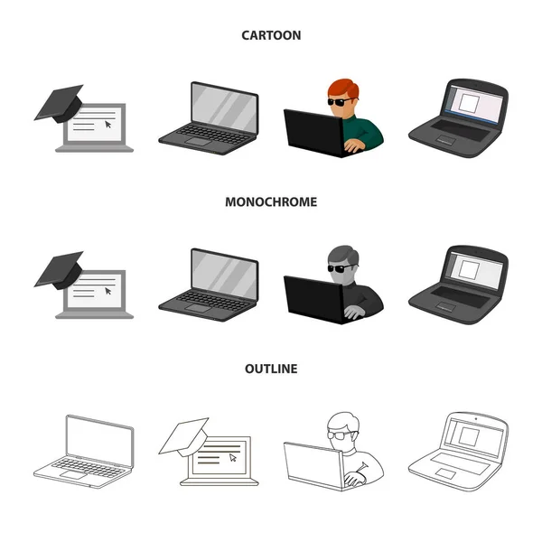 Objet isolé du symbole pc et écran. Jeu d'icônes vectorielles pc et moniteur pour stock . — Image vectorielle