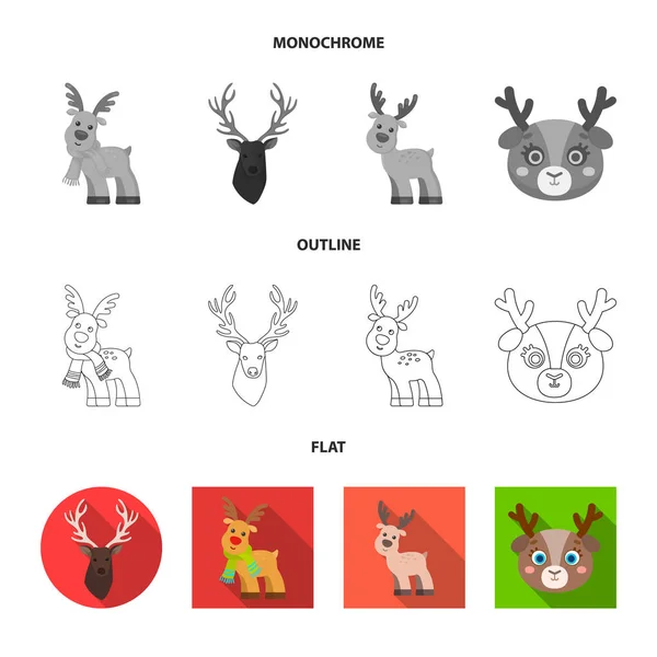 Diseño vectorial de alce y rótulo de cabeza. Conjunto de alce y ciervo símbolo de stock para web . — Vector de stock