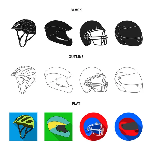 Design vettoriale del casco e segno sportivo. Set di casco e moto stock vettoriale illustrazione . — Vettoriale Stock