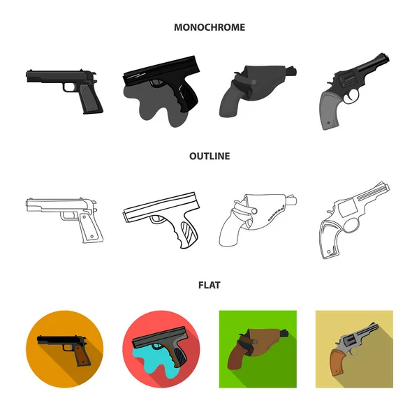 Vektoros illusztráció a revolvert, és a pisztoly jele. Gyűjteménye revolver és a trigger vektor stock illusztráció. — Stock Vector