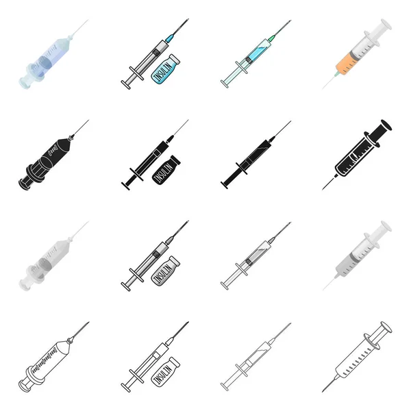 Векторний дизайн вакцини та шприца. Набір вакцин та антибіотиків Векторні ілюстрації . — стоковий вектор