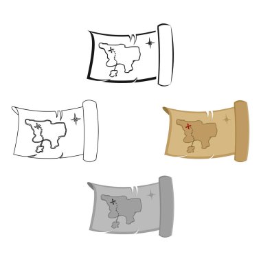 Treasure Map simgesi karikatür, siyah. Vahşi Batı karikatür singe Batı simgesi, siyah.
