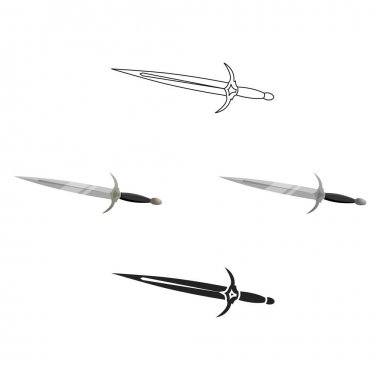 Tek elle kılıç simgesi karikatür, siyah. Büyük mühimmat, silah seti tek silah simgesi.