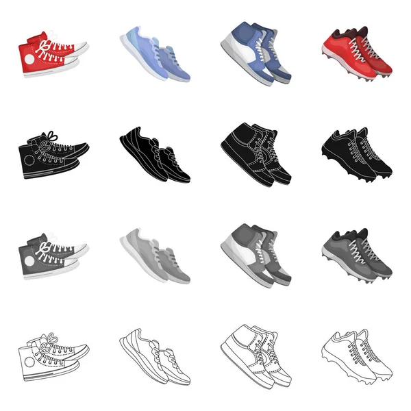 Ayakkabı ve spor sembolü vektör tasarımı. Stok için ayakkabı ve fitness vektör simgesi seti. — Stok Vektör