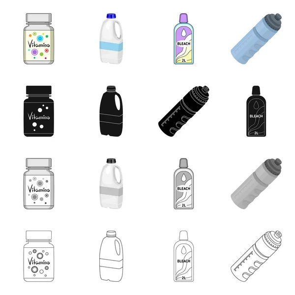 塑料和容器图标的向量图。塑料和包装库存向量的集合例证. — 图库矢量图片