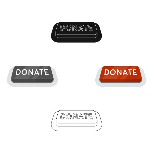 Doe ícone de botão em desenhos animados, estilo preto isolado no fundo branco. Caridade e doação símbolo estoque vetor ilustração . — Vetor de Stock
