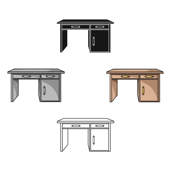 Skrivbordsikon i tecknad, svart stil isolerad på vit bakgrund. Möbler och heminredning symbol Stock vektor illustration. — Stock vektor