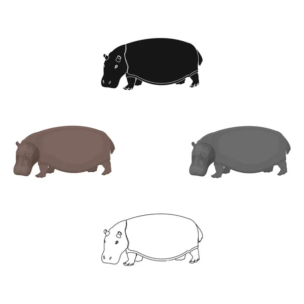 Nilpferd, ein Allesfresser. das afrikanische große Nilpferd einzelnes Symbol im Cartoon, schwarzer Stil Vektor Symbol Stock Illustration Web. — Stockvektor