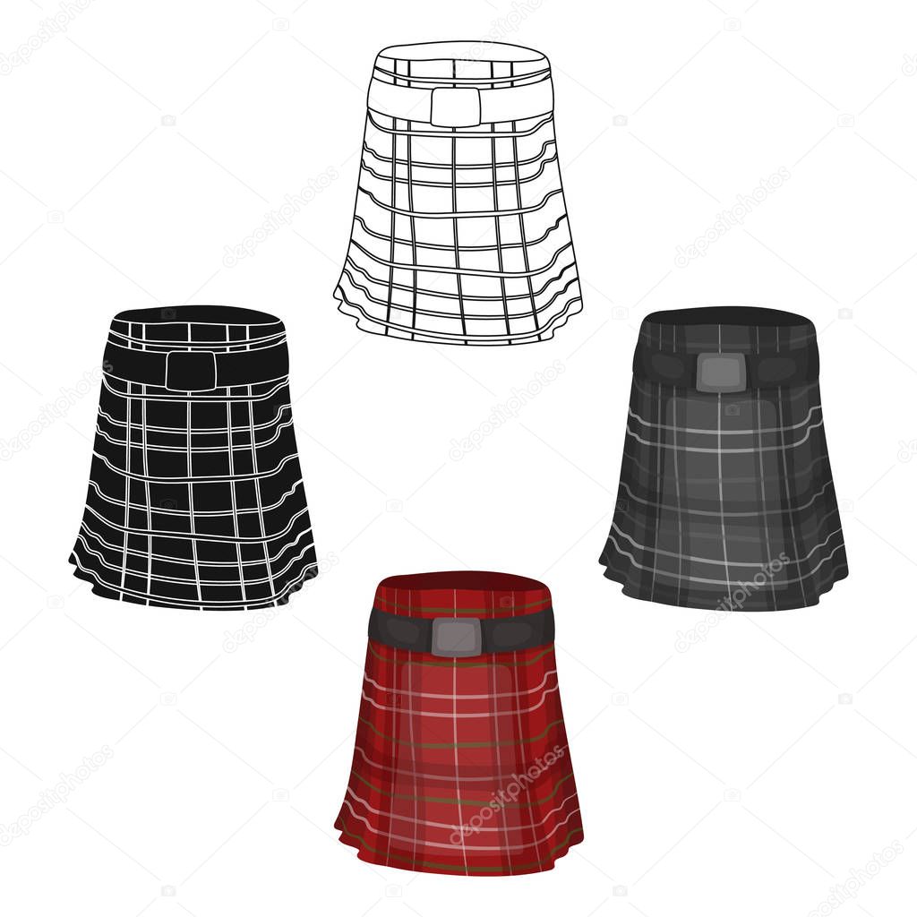 Kilt icon in cartoon,black design isolated on white background. Scotland country symbol stock vector illustration.