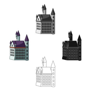 Bina, karikatür tek simge, siyah tarzı. Bina, vektör sembol stok illüstrasyon Web.