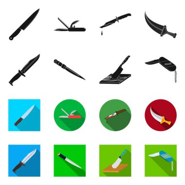 Bıçak illüstrasyon vektör ve kesme işareti. Bıçak ve web için düz hisse senedi simgesi.