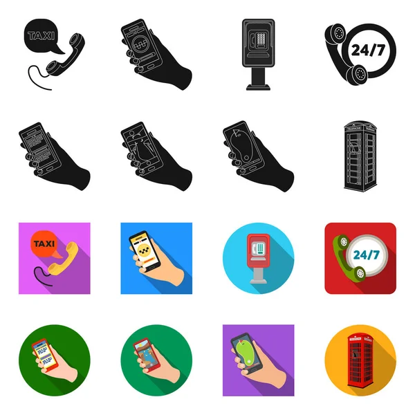 A telefon és a képernyő szimbólumának elkülönített tárgya. Gyűjtemény-ból telefon és cellphone készlet jelkép részére pókháló. — Stock Vector