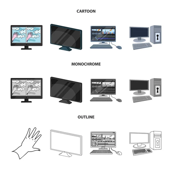 Conception vectorielle de l'écran et du symbole de l'ordinateur. Collection d'écran et de modèle stock symbole pour le web . — Image vectorielle