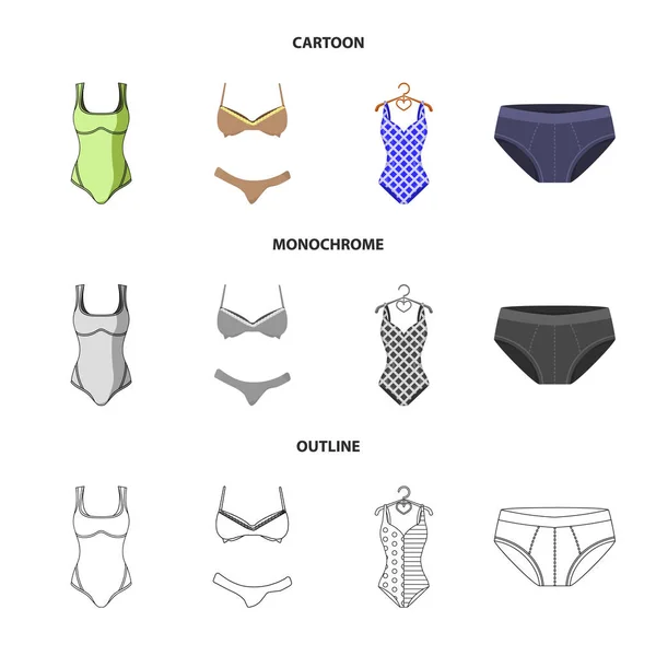 Vector design of bikini and fashion symbol. Collection of bikini and swimsuit vector icon for stock. — Stock Vector