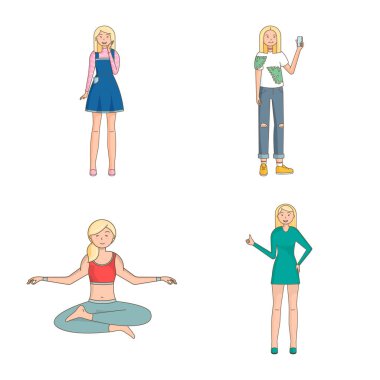 Bir kadın ve vücut işaret tasarım vektör. Kadın ve stil stok vektör çizim seti.