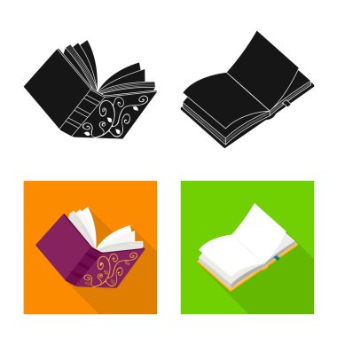 Eğitim ve kapak logosu yalıtılmış nesne. Eğitim ve hisse senedi için kitapçı vektör simge koleksiyonu.