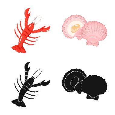 Taze ve restoran simge vektör tasarımı. Web için taze ve deniz hisse senedi simgesi kümesi.