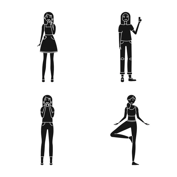 Diseño vectorial de emociones y símbolo femenino. Conjunto de emociones e ícono de vector corporal para stock . — Archivo Imágenes Vectoriales
