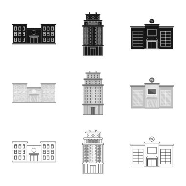 Belediye vektör tasarımı ve merkezi oturum açın. Belediye topluluğu ve Emlak hisse senedi vektör çizim.