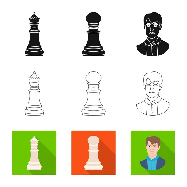 Векторная иллюстрация мат и тонкий логотип. Набор значков "шах" и "целевой вектор" для склада . — стоковый вектор