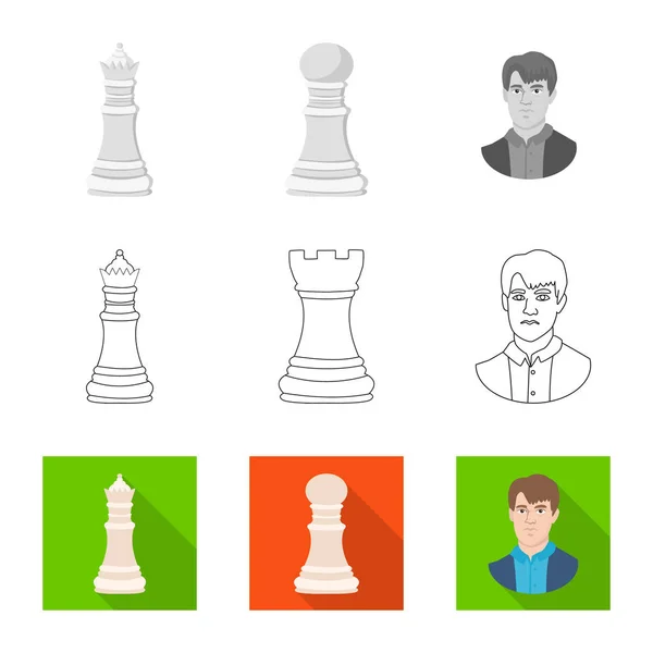 Oggetto isolato di scacco matto e simbolo sottile. Raccolta dell'icona del checkmate e del vettore target per lo stock . — Vettoriale Stock
