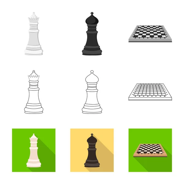 Vektorillustration von Schachmatt und dünnem Symbol. Schachmatt- und Zielaktiensymbol für das Web. — Stockvektor