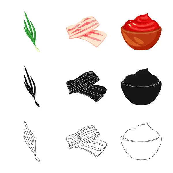 Objeto aislado de sabor y símbolo del producto. Juego de ilustración vectorial de sabor y caldo de cocina . — Vector de stock