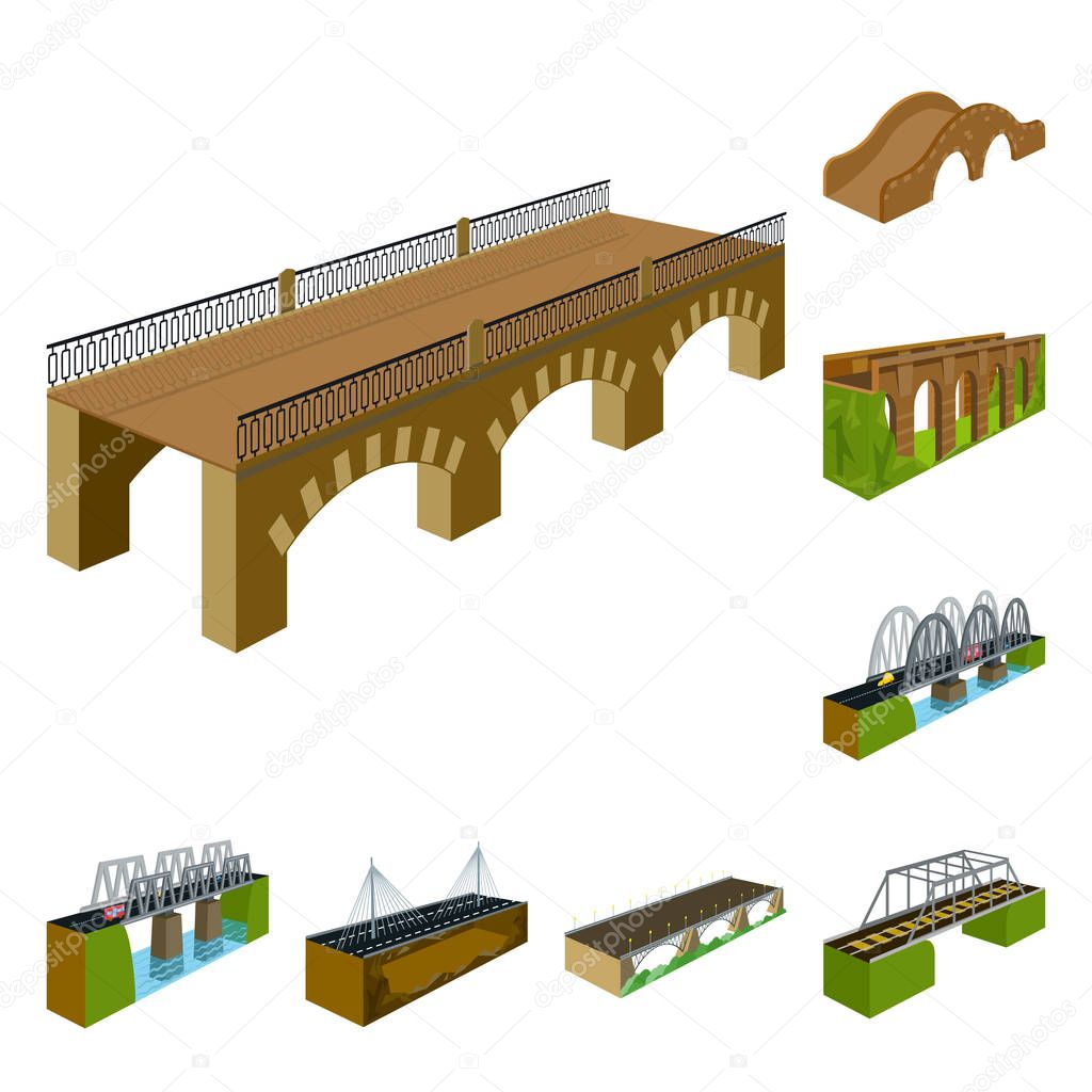 Isolated object of bridgework and architecture symbol. Set of bridgework and structure  stock symbol for web.