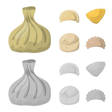 Ürün ve pişirme işareti vektör Illustration. Ürünler ve web için meze hisse senedi simgesi.