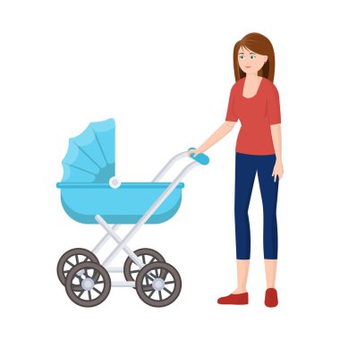 Vektör Illustration anne ve Pram işareti. Stok için anne ve anne vektör simgesi seti.