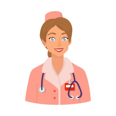 Hemşire ve Doktor simgesinin izole nesne. Hemşire ve asistan stok vektör çizim seti.