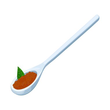 Vektör tasarım kaşık ve çay işareti. Stok için kaşık ve yaprak vektör simgesi seti.