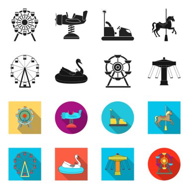 Eğlenceli ve at simgesi vektör tasarımı. Stok için eğlence ve sirk vektör simgesi seti.