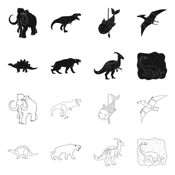 Designul vectorial al pictogramei animalului și caracterului. Set de pictogramă vectorială animală și antică pentru stoc . — Vector de stoc