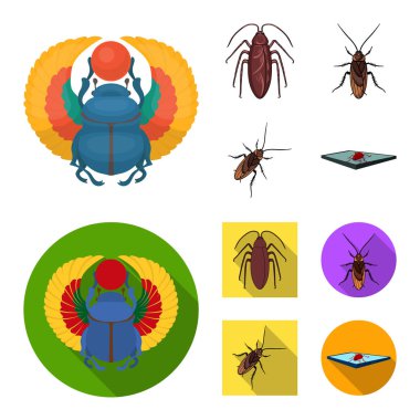 Böcek ve böcek logosu vektör tasarımı. Web için böcek ve cadılar bayramı stok sembolü seti.