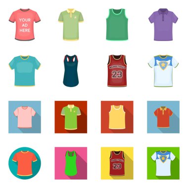 Giysi illüstrasyon vektör ve simge giymek. Dizi kıyafetleri ve web için kısa hisse senedi simgesi.