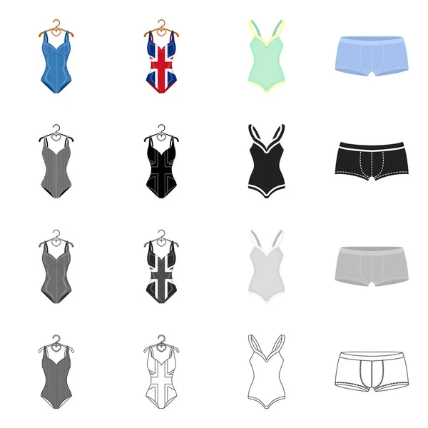 Illustration vectorielle du bikini et symbole de la mode. Ensemble de bikini et maillot de bain illustration vectorielle de stock . — Image vectorielle