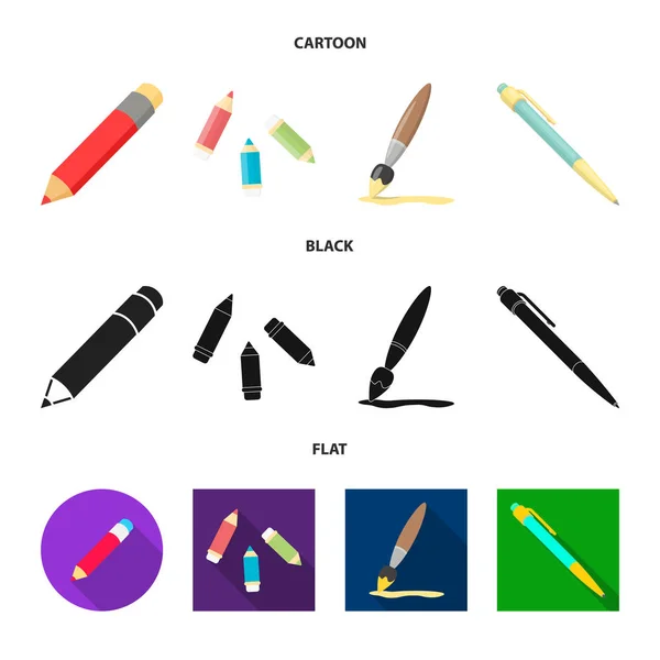 Изолированный объект карандаша и заточки значка. Набор карандашных и цветных символов запаса для паутины . — стоковый вектор