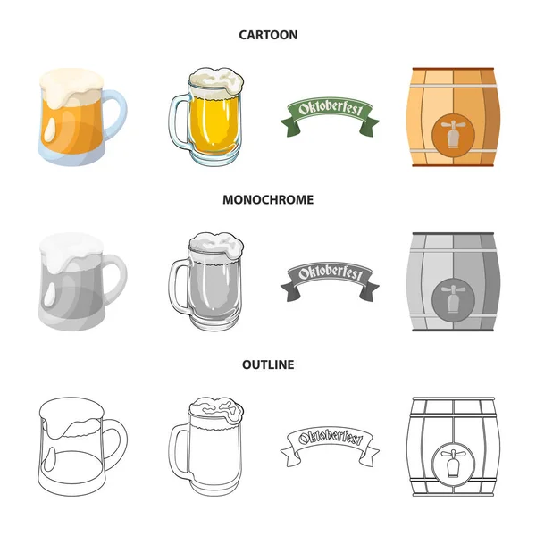 Design vetorial do ícone mínimo e da cerveja. Coleção de ícone de vetor mínimo e artesanal para estoque . — Vetor de Stock
