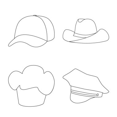 Şapkalar ve napper simge vektör tasarımı. Hisse senedi için başlıklar ve kask vektör simge topluluğu.