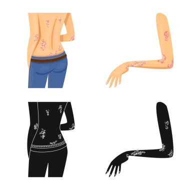 Vektör tasarımı tıbbi ve ağrı simgesi. Sağlık ve hastalık hisse senedi simgesi için web topluluğu.