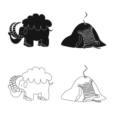 Evrim ve tarih öncesi logo vektör tasarımı. Evrim ve geliştirme hisse senedi vektör çizim seti.