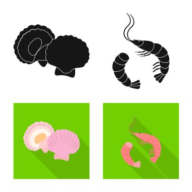 Taze ve restoran sembol yalıtılmış nesne. Hisse senedi için taze ve deniz vektör simge topluluğu.