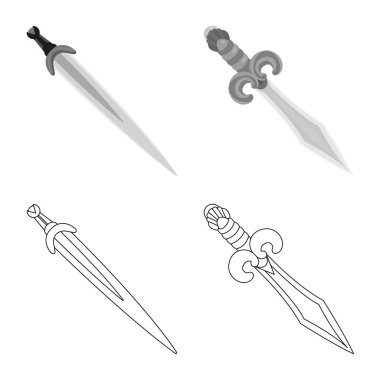 Oyun ve zırh simge vektör Illustration. Web için oyun ve bıçak hisse senedi simgesi kümesi.