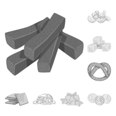 Ürün ve menü logosu izole nesne. Ürün ve çubuk stok vektör çizim seti.